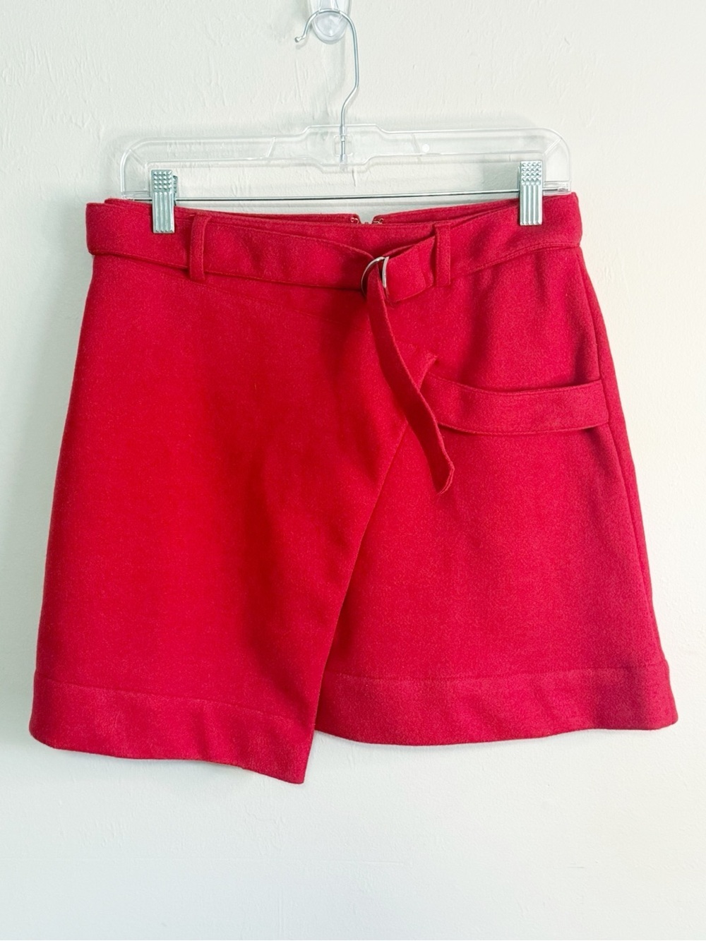 MAEVE ANTHROPOLOGIE Women’s Red Wool Blend Felted Wool WELLESLEY BUCKLE Skirt 8